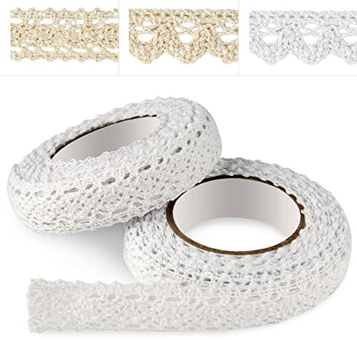 ASTARON Selbstklebendes dekoratives Band, weißes Spitzenband, Vintage-Spitzenband, Spitzenband für Handwerk, Hochzeit, Dekoration, Scrapbooking, Geschenkbox