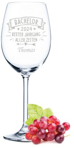 GRAVURZEILE Leonardo Weinglas mit Gravur - Bachelor 2025 - Bester Jahrgang Aller Zeiten - Personalisiert mit Namen - Schönes Geschenk für Sie & Ihn zum Abschluss - Farbe Daily