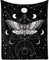 Decke Motte Kuscheldecke Boho Motte Weich Flauschig Gothic Totenkopf Wohndecke Warm Plüsch Nachtfalter Decke mit Geometrisches Sonne Mond Muster Fleece Decke für Sofadecke Couch Decke, 150x200cm