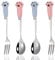 CTENYXUR 4 Piece Cat Food Fork Set - Paw Cat Can Spoon Stainless Steel Dog Spoon Pet Food Fork, Blue Pink