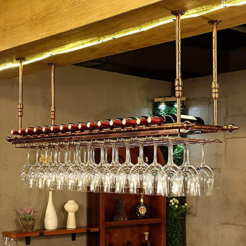 MAKIVI Wine Rack Wall Mounted - Glass Carriers for Pubs Wine Glass Holders Hanging Under Shelf Glassware Rack Holder Ceiling Wine Rack Retro Decoration Shelf Bar Shelves Marriage