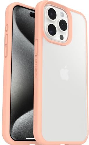 OtterBox React cover per iPhone 15 Pro Max, Trasparente/Peach | Custodia resistente a urti e cadute, ultrasottile, testata a norme MIL-STD 810G