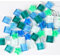 200g Bunte Kristall-Mosaik-Glasfliesen zum Basteln, Quadratisch und Stern kleine Mosaikglasstücke für Badezimmer, Küche, Heimdekoration(Seeblau)