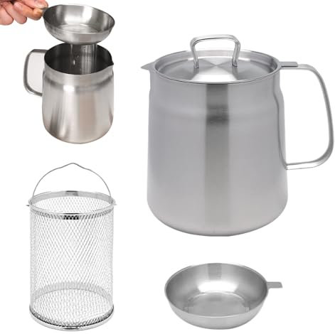 Teksome Contenedor de Aceite con colador, colador de Grasa de Aceite con Mango ergonómico | Productos de Almacenamiento de Cocina para Grasa de Tocino, Aceite de Coco, Aceite de Cocina, Aceite de