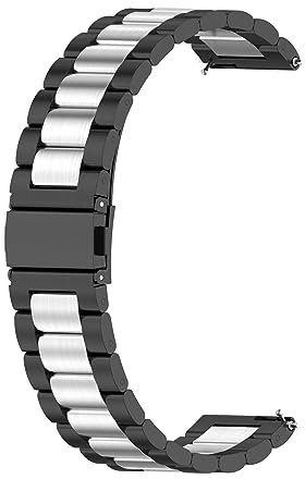 Métal Bracelet Compatible avec Huawei Watch GT 2 42mm Bracelet, Bande de Montre de Rechange en Acier Inoxydable pour Huawei Watch GT 2 42mm/GT 3 42mm/GT 3 Pro 43mm, Homme Femme, Noir/Argent