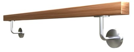 Sellon24® Holz Eiche Wandhandlauf eckig 40x40 Holzhandlauf Geländer Rohr Treppen Halterung (100cm / 2x0117 / 40x40)