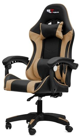 Silla de oficina Gaming Game GT Extreme de piel ecológica (negro y beige)