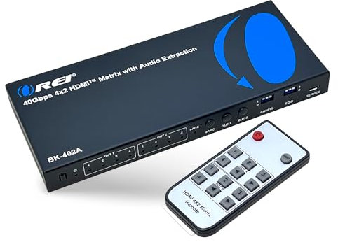 OREI 8K eARC HDMI Matrix Switch 4x2 UltraHD Audio Extractor Switch Supports up to 4K@120Hz IR EDID HDCP 2.3 - Remote Control (BK-402A)