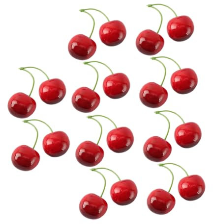 Garneck Hochwertige Künstliche Schaumstofffrüchte – 10 Paar Künstliche Kirschornamente Ideal Für Restaurants Und Als Heimdekoration