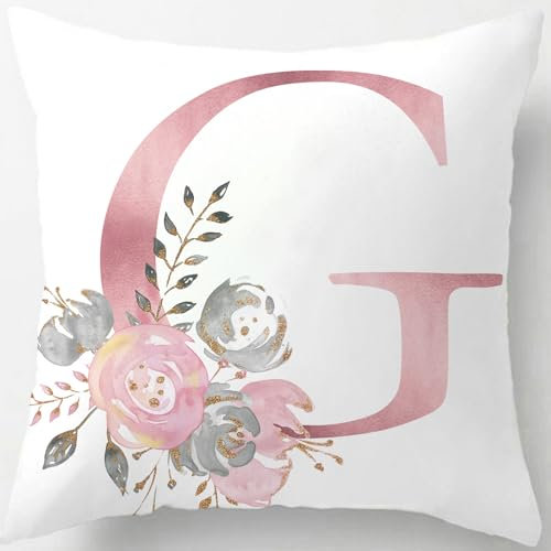 Tillskuch Kissenbezug 45x45 rosa Kissenbezüge Buchstabenfolge Kissenhülle Dekorative Dekokissen Sofakissen Couchkissen Dekokissen Zierkissenbezug Deko Kissenhüllen Wohnzimmer Schlafzimmer (G)