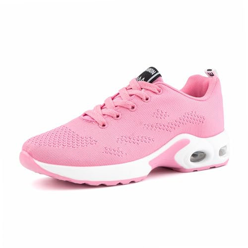 Hitmars Basket Femme Running Chaussures Sport Sneakers Femme Legere Marche Basquette Fitness Jogging Course Coussin d'air 2 Rose 40
