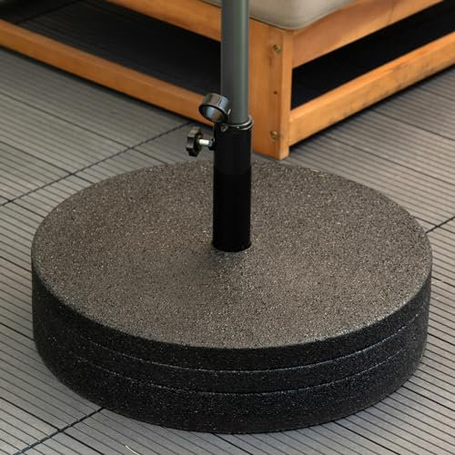 UNIGARDIA Hochwertiger Sonnenschirmständer mit Edelstahlrohr - Benötigt Keine Füllung, Einfach zu transportieren, Aus Recyceltem Gummi - Schirmständer Rund Sockel 18kg - für Schirmstöcke bis 26-40 mm