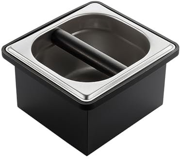 Coffee Knock Box, Espresso Knock Box Coffee Bin Barista Accessories Coffee Machine Accessories, Stainless Steel Small Coffee Knock Box Container with Silicone Knock Bar and Non Slip Base