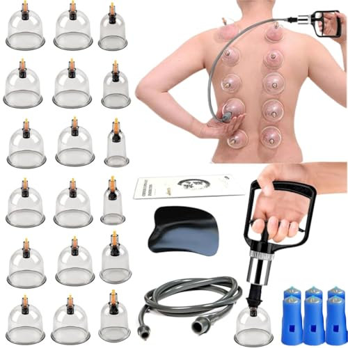 Goethe Garden Schröpfset, Schröpftherapie-Set mit Pumpgriff, Vakuum-Schröpfset für Anti-Cellulite-Massage, Linderung von Muskelverspannungen, 18-teilig