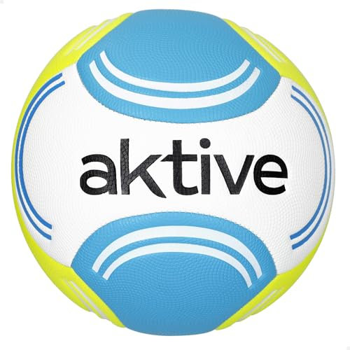 AKTIVE PVC Beach Soccer Ball, 310-340 Gramm, D22 cm, Größe 5, Weiß, Blau und Grün, Robust und Langlebig, Ideal für Outdoor-Training, Sport, Ball, Fußbälle (54201)