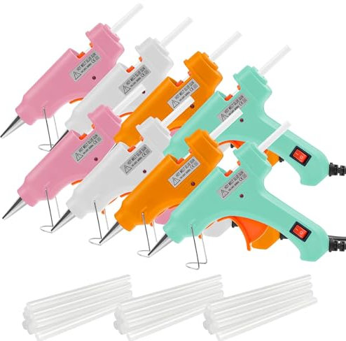 8 Pcs Mini Hot Glue Gun Bulk, Hot Melt Gun with 30 Glue Sticks, Small Glue Gun Kit for School DIY Crafts Arts Project Home Quick Repairs (Multicolored, 20W)
