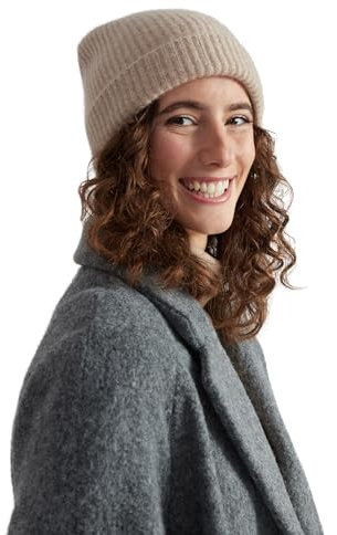 Style & Republic Damen Klassische Kaschmir Mütze-Beanie aus 100% Cashmere, Deine kuschelige und warme Premium-Strickmütze für stilvolle Herbst und Winter-momente Nougat