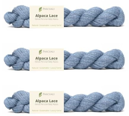 PASCUALI Alpaca Lace |Strickwolle aus 100% Alpakawolle, Alpaka Wolle zum Stricken und Häkeln, SET: 3 Stränge - 150g, Farbe:Eis 28