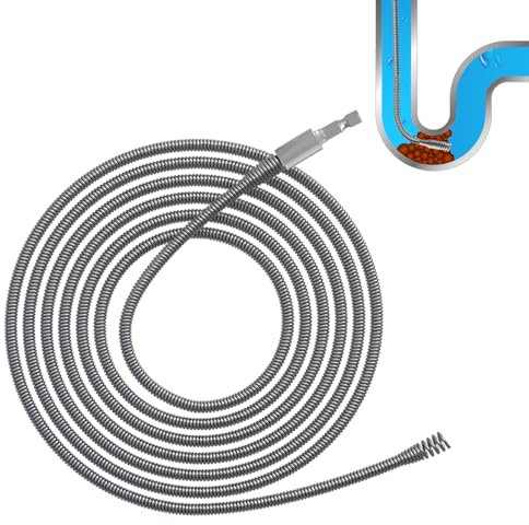 GYHMTOO Pipe Cleaning Spiral, Diameter 6 mm, Drain Cleaner Spiral, Cleaning Spiral with Electric and Manual Adapters, Pipe Cleaner Spiral Pipe Cleaning Shaft, Efficient Pipe Spiral (5 m)