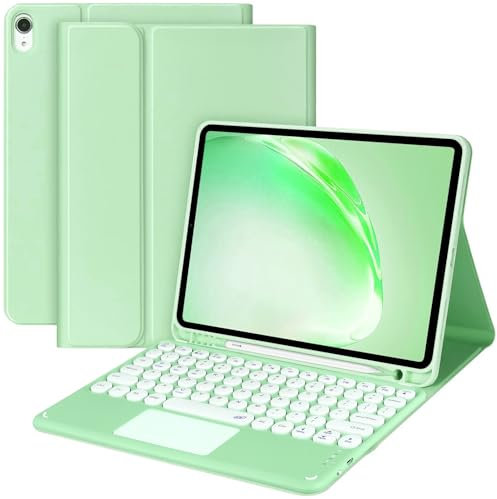 YMXuan Case with Keyboard for iPad Air 11 inch (M3/M2, 2025/2024), Touchpad Wireless Keyboard for iPad Air 5th/4th Gen (2022/2020) 10.9 Inch, Smart Soft Protective Cover with Pencil Holder (Green)