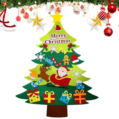 Kit di albero di Natale in feltro per albero di Natale in feltro per kit di artigianato albero di Natale in feltro con 20 ornamenti rimovibili, decorazioni natalizie in feltro, forniture per feste di