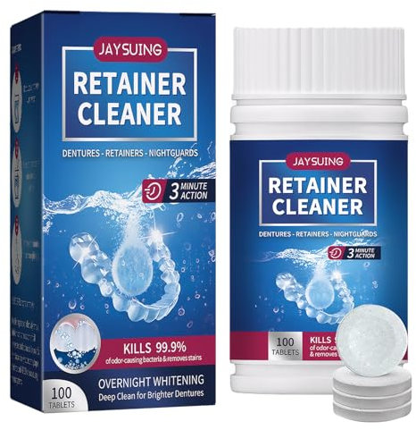 100pcs Retainer Cleaner Tablets Tablet Denture Cleaning Tablets Retainer Cleaning Tablets Retainer Suitable for Dentures Mouth Guards Retainers Ultrasonic Retainer Cleaner Tablets 3 Month Supply