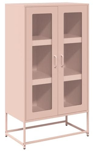 vidaXL Rosa Highboard 68x39x123 cm Stahl, Sideboard, Seitenschrank, Aufbewahrungsschrank, Schrank, Hochschrank