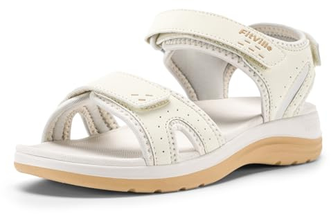 FitVille Sandales Femmes à Largeur Extra Sandales d'été Confortables et Légères, Idéales pour Pieds Larges Blanc 40 EU Large