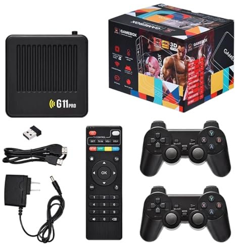 Retrowave G11 Pro, G11 Pro Game Box, G11 Pro Konsole Controllers, Retro Spielekonsole 4K, Plug and Play Video Games, 60+ klassischen Emulatoren Videospielkonsole (A(64G))