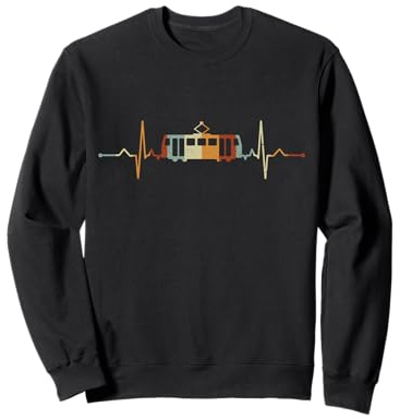 Retro Straßenbahn Fahrzeug Herzschlag Straßenbahn Trolley Transport EKG Sweatshirt