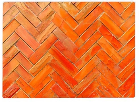 Shopagift Orange Herringbone Pattern Glass Chopping Board Large Kitchen Worktop Saver 39cm x 28cm