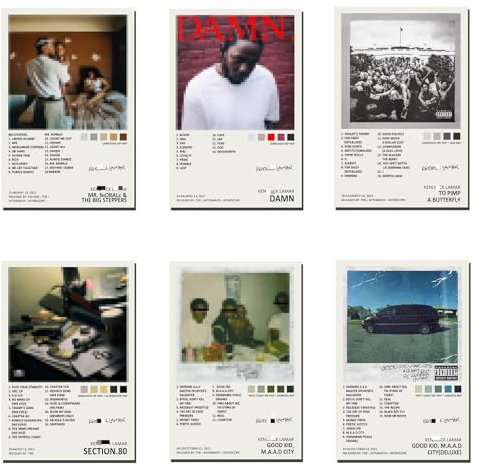 Kendrick Lamar Album Cover Limited Edition Paper Posters (Set of 6) Unframed:08in X 12in(20 X 30cm)