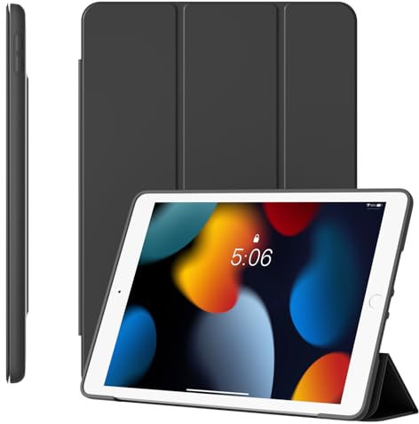 GKABXY Hülle für iPad 9./8./7. Generation 10,2 Zoll (2021/2020/2019), Schlanke, Dreifach Faltbare Smart-Hülle mit weicher TPU-Rückseite und Auto Schlafen/Wachen, Schwarz