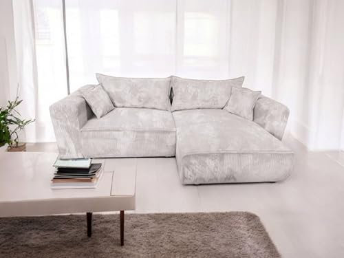 Generisch Ecksofa Berlin 255x160 Cord mit schlaffunktion und bettkasten (Beige, POSO 100, Rechts)