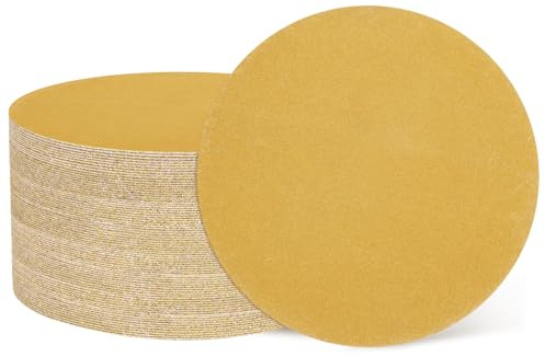 sourcing map 50 Pcs 3 Inch Sanding Discs 320 Grit Yellow Aluminum Oxide | Hook and Loop Sandpaper No-Hole Orbital Sander Sandpaper for Woodworking Automotive Metal Polishing
