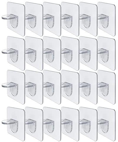 Blmirror 24PCS Punch Free Shelf Support Peg-Self Adhesive Shelves Clips for Kitchen Cabinet Closet Brackets Clapboard Layer