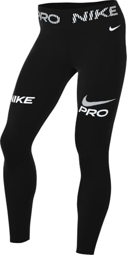 Nike Pro 7/8-Leggings Mit Mittelhohem Bund, Mesh-Einsatz Und Grafik Für Damen, Schwarz/Weiß, HV2306-010, M