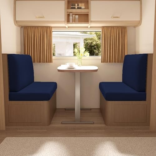 Camper Kissenbezüge, 2 Stück Camper Kissenbezüge (1 Set), Jacquard rutschfeste Wohnmobil Sitzpolster, Mit 2 Cord,Sofa Sitzkissenbezug(Navy Blue)