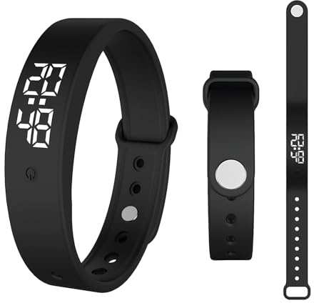 Vibrationswecker Armband Wecker Armband Vibration,mit Timer und Sechs Alarmen für Trinkwasser und Medikamenteneinnahme,Kratzfest und Strapazierfähig,Angenehm zu Tragen,für Erwachsene,Schüler,Schwarz