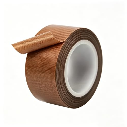 Loebrismis 1 Pack High Temp Tape, 40mm x 10m Heat Resistant 300°C Sealer | 0.18mm Thickness Self-Adhesive PTFE Teflon Tape, Glass Fibre Cloth, Insulation Tape for Heat Press Vacuum Sealer 3D Printer