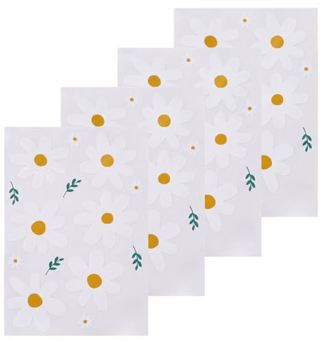 Wheelie Bin Stickers Flowers, 4 Sheets Daisy Dustbin Stickers Outdoor Self-Adhesive Waterproof Decorative Bin Labels for Wheelie Bins, Garden Bins, Fridge, Wall and Furniture