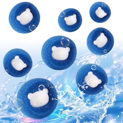 Lavadora con eliminación de Pelo de Mascotas, Paquete de 8 recogedores de Pelo para Ropa, Lavadora con Bolas de Pelusa Reutilizables, Filtro de Pelusa (Azul)