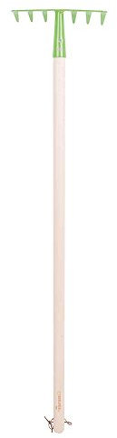Bigjigs Toys Kids Long Handled Rake with Wooden Handle - Rake for Leaves & Soil, Quality Kids Gardening Tools & Childrens Gardening Sets, Outdoor & Garden Toys
