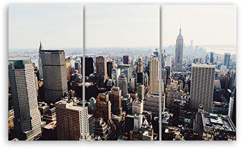 ge Bildet Bild auf Leinwand | New York City Skyline II M in 165x100 cm mehrteilig als Wandbild XXL | Wand-deko Dekoration Wohnung modern Bilder | 2283