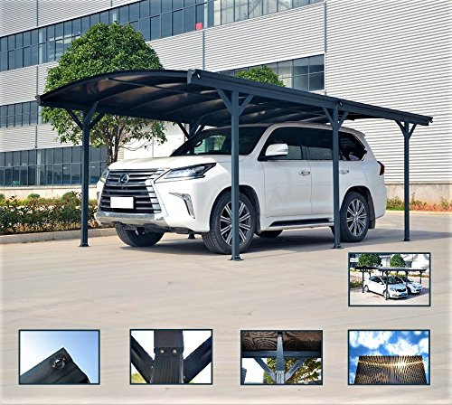 Carport Vordach für Auto in Polycarbonat und Aluminium – 505 x 300 cm-außen oder Garten