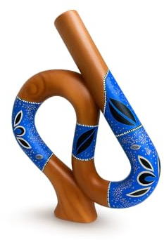 Didgeridoo S-Shaped Mahogany Instrument by JIVE – Hand-Carved, Hand-Painted Travel Size with Deep Resonant Tone, Popular for Sound Therapy & Circular Breathing Practice (S- Shape)
