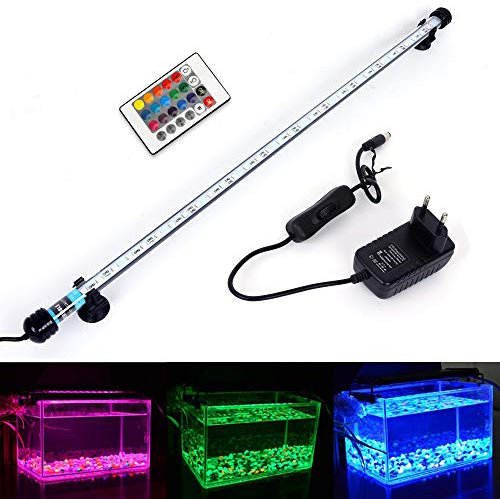 VARMHUS RGB Aquarium Beleuchtung, LED Aquarium Leuchte Wasserdicht Aquarium Lampe Stecker EU Unterwasser LED-Lichtbalken für Fisch Tank mit Fernbedienung (RGB 62cm)