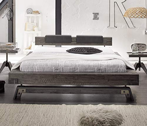 Hasena Factory Line Designbett Bloc Fußkufen Stabil Kopfteil Inca Vintage Grey 160x200