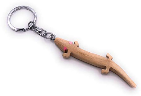 H-Customs Gecko echse Lurch Holz Edel Handmade Schlüsselanhänger Anhänger
