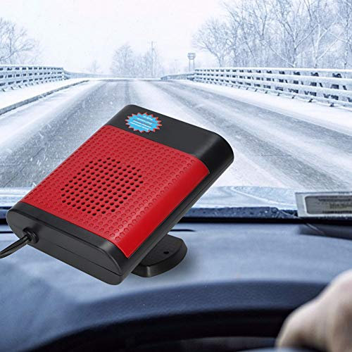 Duokon 12V 150W Portable Chauffe Dgivreur Voiture, 2 en 1 Chauffage/Refroidissement Mini Anion Chauffage Automatique du Ventilateur Pare-Brise dgivreur Rapidement Dgivreur(Noir Rouge)